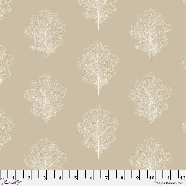 Woodland Blooms Oak Filigree in Wheat by Sanderson for Free Spirit Fabrics 44 inches wide 100% Cotton Quilting Fabric FS-PWSA034.WHEAT