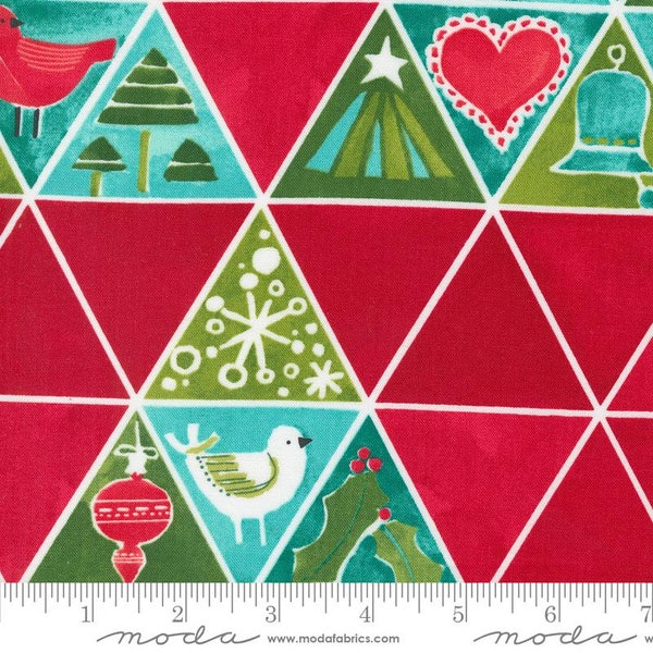 Winterly Christmas Tree Mosaic Geometrics in Crimson Red by Robin Pickens for Moda 44 inches wide 100% Cotton Quilting Fabric MD-48765-15