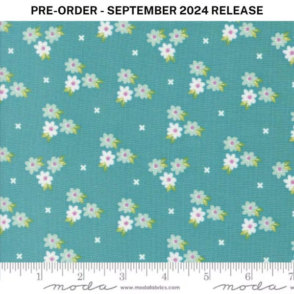 Pre-Sale - Laguna Sunrise Morning Glory Florals in Teal Blue Green by Sherri & Chelsi for Moda Fabrics 44" 100% Cotton Fabric MD-37682-18