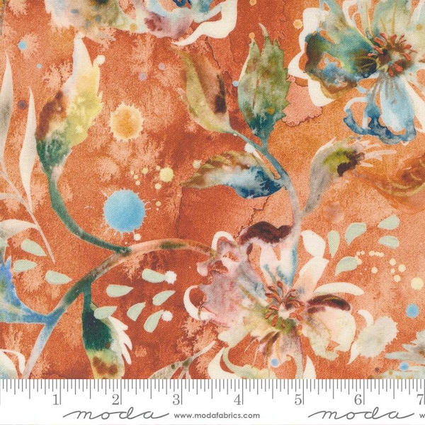 Desert Oasis Desert Bloom Florals in Red Ochre Orange by Create Joy Project for Moda Fabrics 44 inch 100% Cotton Quilting Fabric MD-39760-20