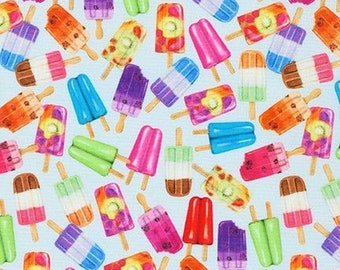 Sweet Tooth Popsicles in Blueberry by Mary Lake-Thompson for Robert Kaufman Fabrics 44 inches 100% Cotton Quilting Fabric RK-AMKD-19828-77