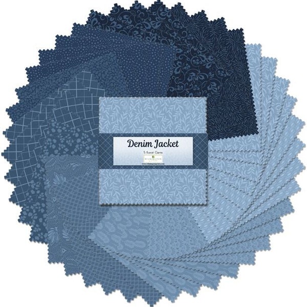 Denim Jacket 5 Karat Gems 5" Squares 42 pcs per pack by Wilmington Prints 100% Cotton Quilting Fabric WP-507-103-507