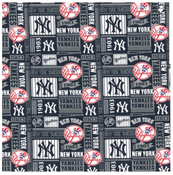 New York Yankees MLB Baseball Block Design 44 Inch Wide 100% 
