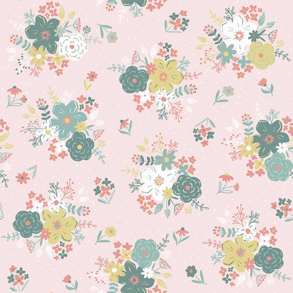 Blossom and Grow Flowers in Pink by Maureen Fiorellini for Studio E 44 inches wide 100% Cotton Quilting Fabric SE-6092-22