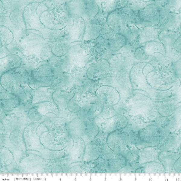 Painter's Watercolor Swirl Texture in Aqua Blue by J. Wecker Frisch for Riley Blake Designs 44 inches wide 100% Cotton Fabric RB-C680-AQUA