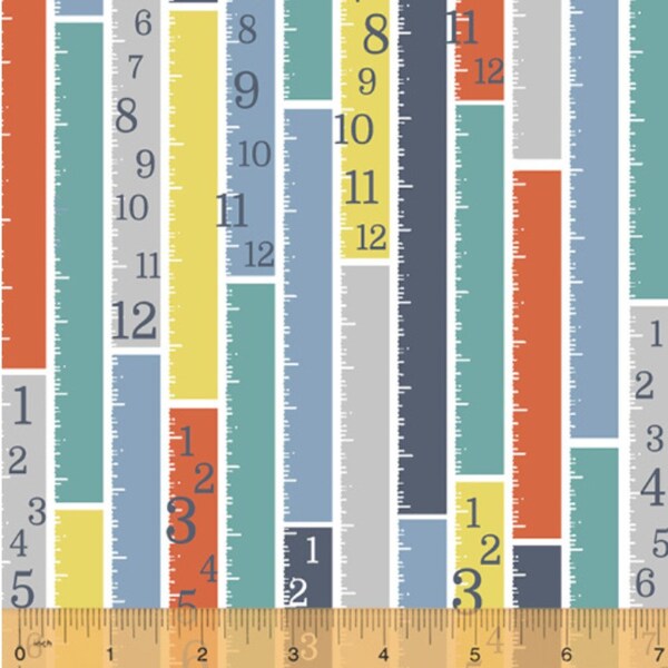 Tool Time Measuring Tape Yard Stick DYI in White by Whistler Studios for Windham Fabrics 45 Inches Wide 100% Cotton Fabric WF-50281-X