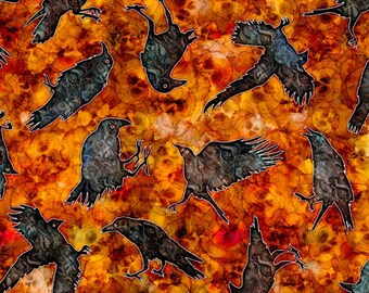 Wicked Crows in Orange by Dan Morris for Quilting Treasures 44 inches wide 100% Cotton Quilting Fabric QT-2600-28827-O