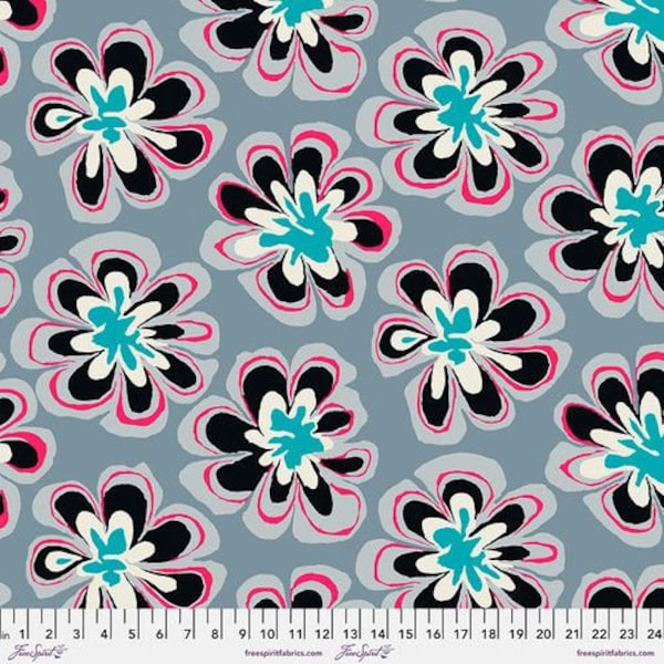 Funky Flora in Grey February 2023 by Philip Jacobs for the Kaffe Fassett Collective for Free Spirit 44 in 100% Cotton FS-PWBM011.GREY