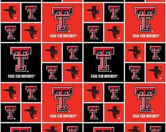 Texas Tech University Red Raiders NCAA Box Collegiate 43 inches wide 100% Cotton Quilting Fabric TTU-020