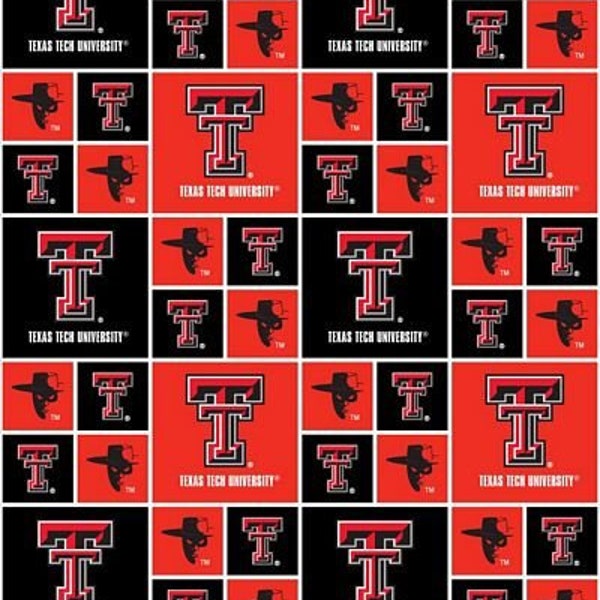 Texas Tech University Red Raiders NCAA Box Collegiate 43 inches wide 100% Cotton Quilting Fabric TTU-020