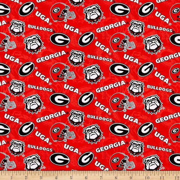 Georgia Bulldogs NCAA GA College Tone on Tone 43 inches wide 100% Cotton Quilting Fabric GA-1178