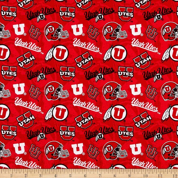 Utah Utes NCAA Tone on Tone Design 43 inches wide 100% Cotton Quilting Fabric UTA-1178