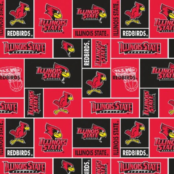 Illinois State Redbirds NCAA Block by Sykel Enterprises 58-60 inches wide FLEECE Fabric ILLST-012