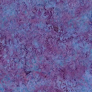 Woodcut Blossoms Swirl Woodblock in Lilac Purple by Island Batik 44 inches wide 100% Cotton Quilting Fabric IB-122159410