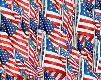 American Flags Packed in Multi by Susan Winget for Springs Creative 43 in wide 100% Cotton Fabric SC-70099