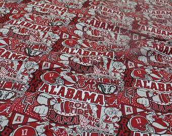 Alabama Crimson Tide NCAA Pop Art Design 43 inches wide 100% Cotton Fabric AL-1165