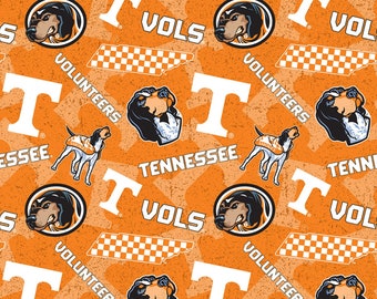 Tennessee University Vols (Volunteers) NCAA College Tone on Tone design 43 inches wide 100% Cotton Quilting Fabric TENN-1178