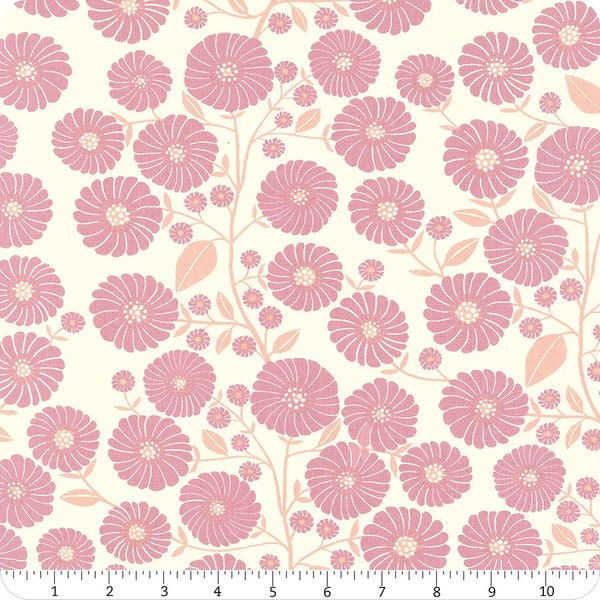 Floradora Starflower Florals in Kiss Cream Pink by Jen Hewett of Ruby Star Society for Moda 44 inches 100% Cotton Fabric MD-RS6019-12