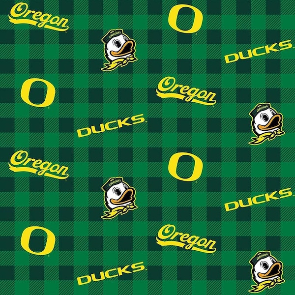 Oregon University Ducks NCAA Check Flannel by Sykel Enterprises 43 inches wide 100% Cotton Flannel Fabric OR-1192