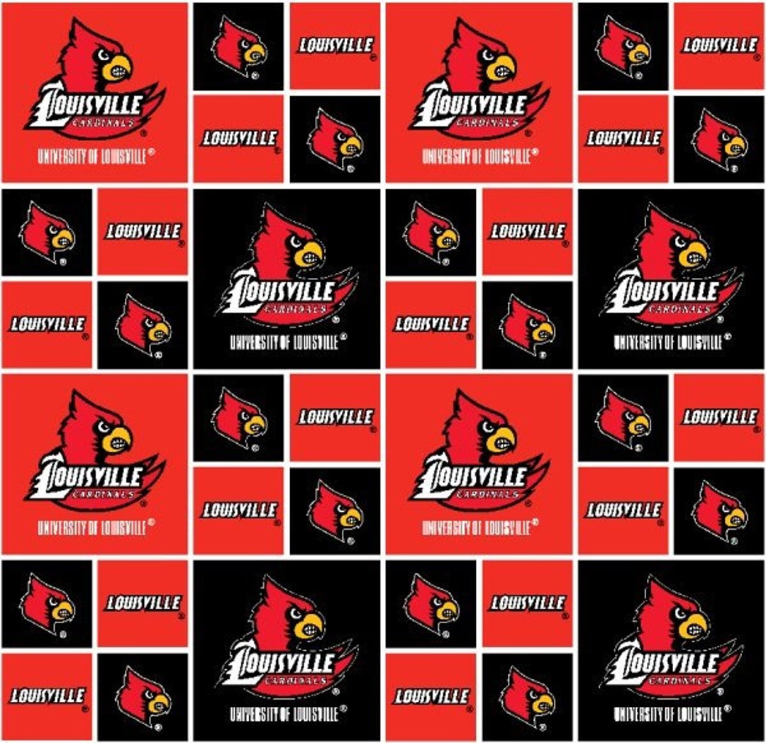 SYKEL ENTRPRISES University of Louisville Cardinals Cotton Fabric, Red &  Black - Sold by The Yard