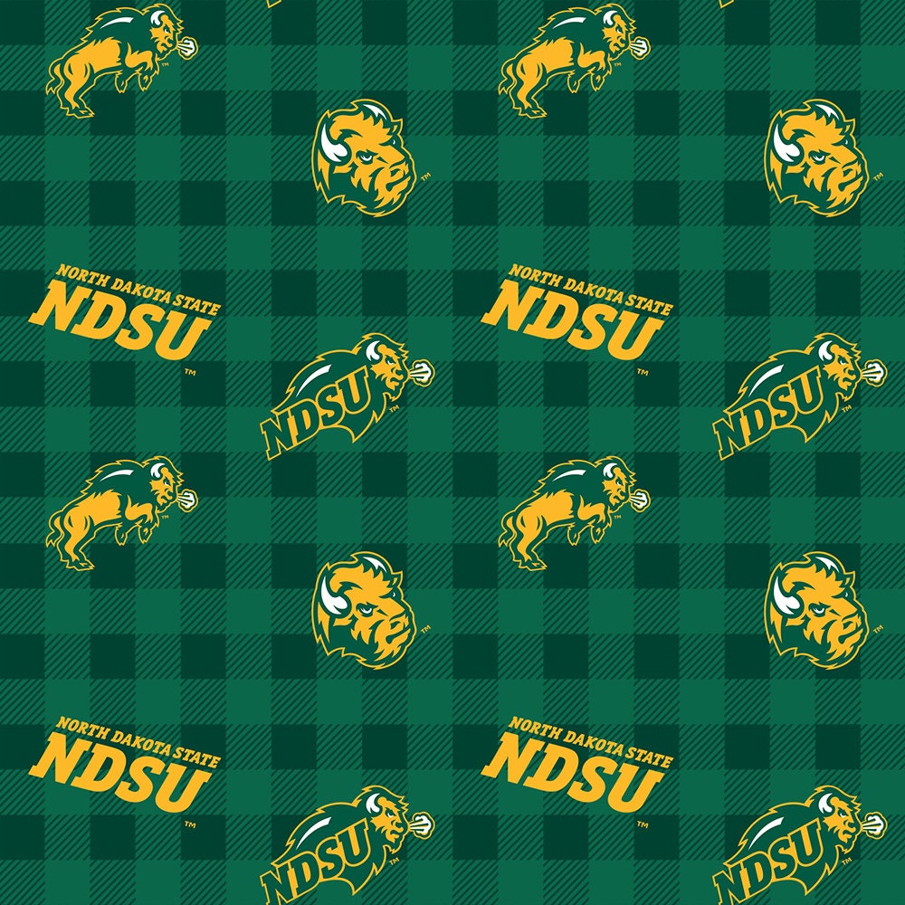 Ncaa NORTH DAKOTA STATE Bison Patchwork 100% cotton fabric material  licensed for Crafts and Home Decor