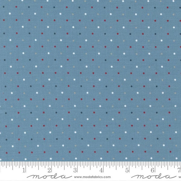 Old Glory Magic Dots in Sky Blue by Lella Boutique for Moda Fabrics 44 inches wide 100% Cotton Quilting Fabric MD-5206-13