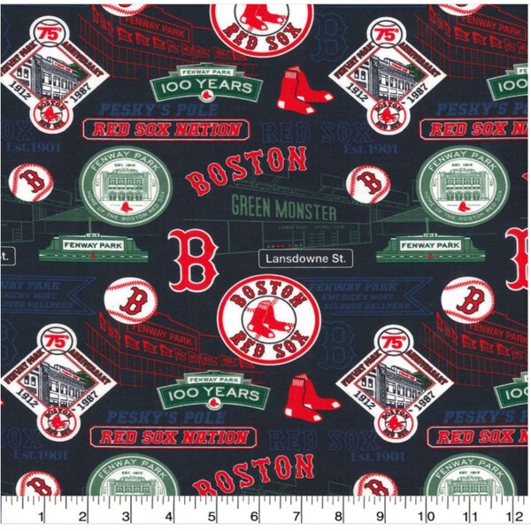 Conception d'un stade de baseball des Red Sox MLB de Boston, 44 pouces de large, tissu 100 % coton MLB-60251B