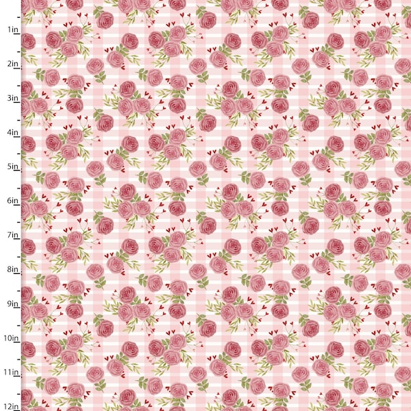 Hugs Kisses and Special Wishes Heart Flower Bouquet on Pink by Beth Albert for 3 Wishes 42 in wide 100% Cotton Quilting Fabric 3W-19558-Pink