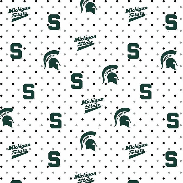 Michigan State University NCAA College Pin Dot Design 43 inches wide 100% Cotton Quilting Fabric MIST-1323