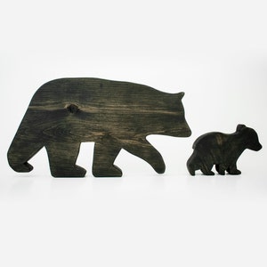 Rustic Wooden Mama Baby Bear Wall Art - Nursery Forest and Woodland Animals Decor