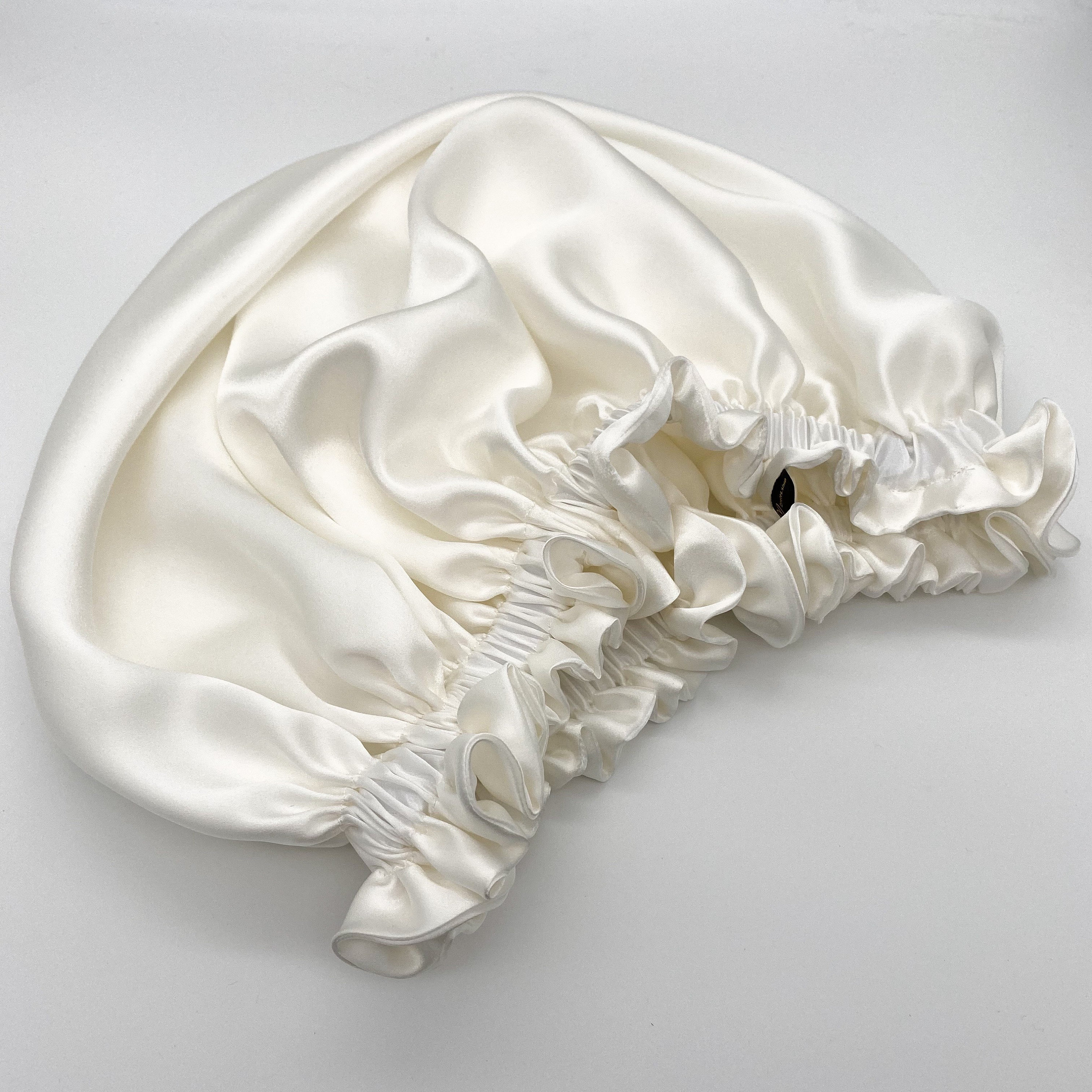 White silk silk head wrap, sleep silk silk turban