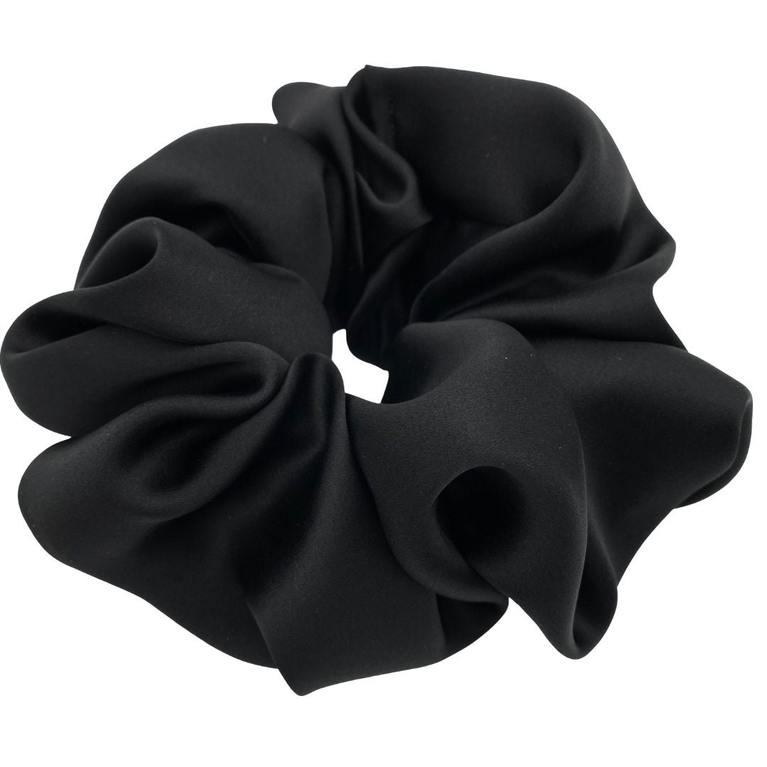 Giant black silk scrunchie, ponytail holder