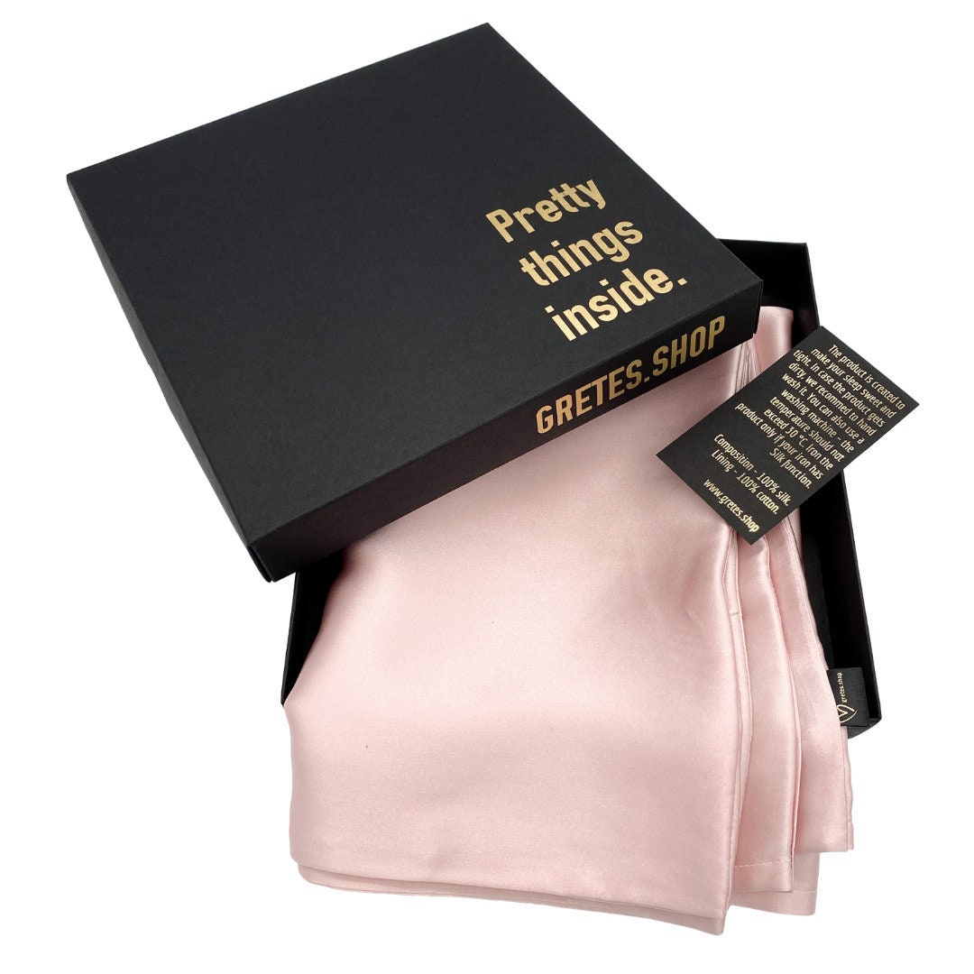 Pink silk pillowcase