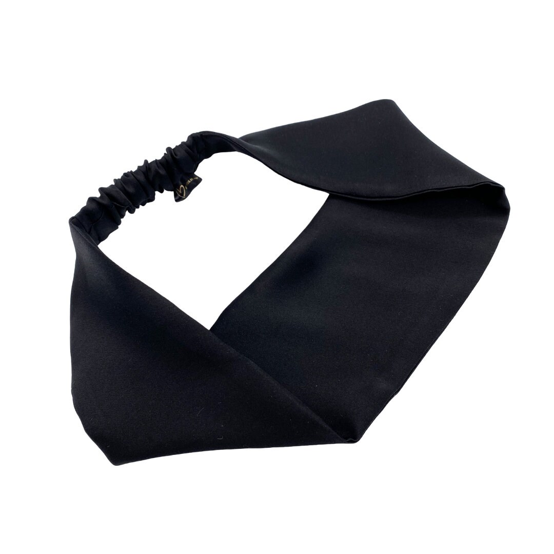 Black silk headbands, silk head wrap, hair accessories, spa headband