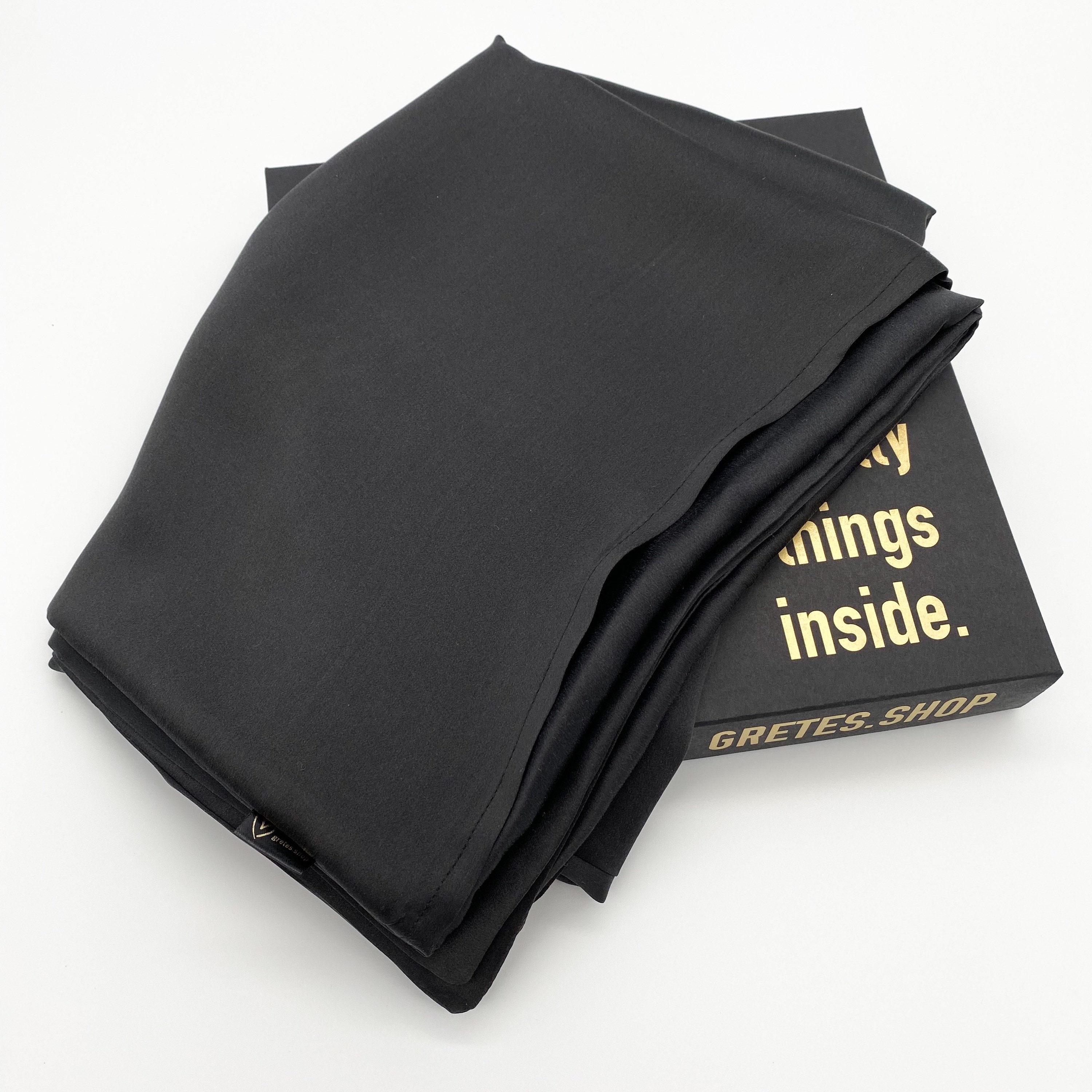 Black silk pillowcase