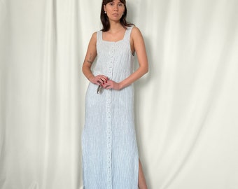 Long Striped Linen Dress, Linen Beachwear Dress, Linen Resort Wear