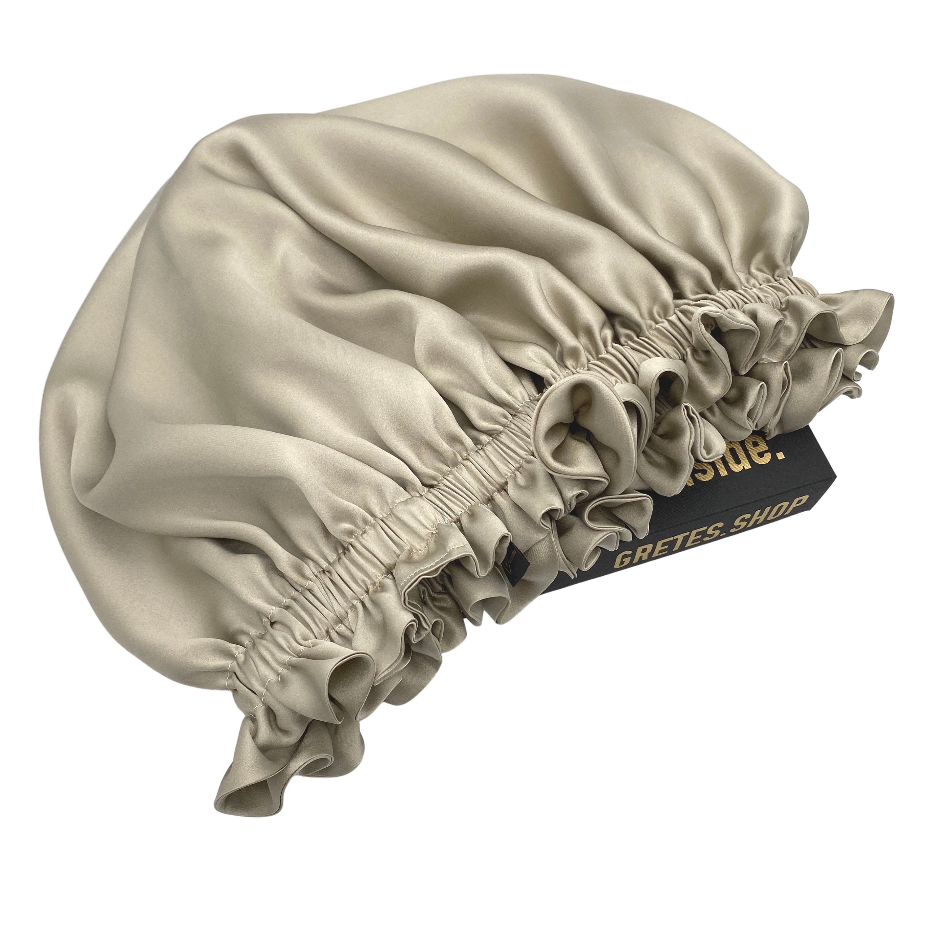 Cream silk silk head wrap, sleep silk silk turban