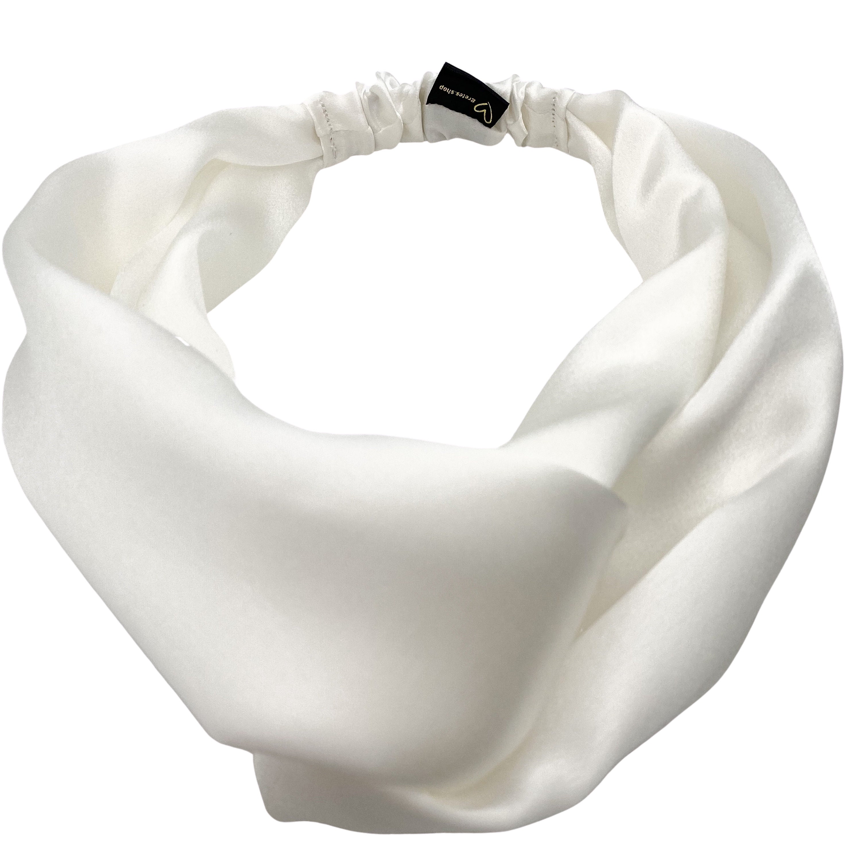 Boho white silk headband, silk head wrap, hair accessories, spa headband