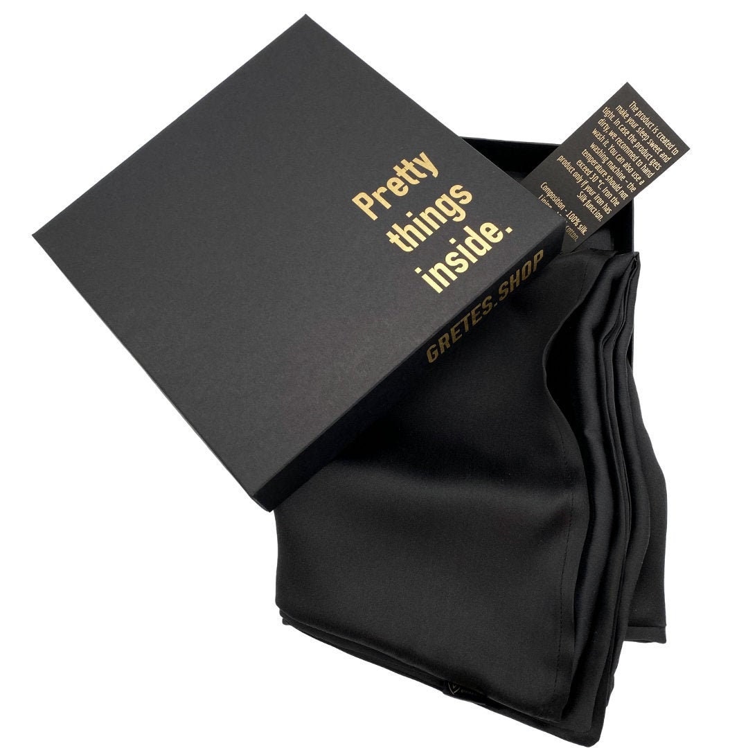 Black silk pillowcase