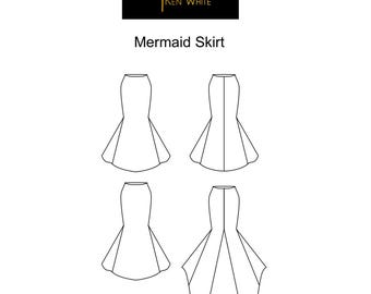 Mermaid Skirt Digital Sewing Pattern, Mermaid Skirt, Mermaid Skirt Dress Sewing Pattern