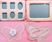 Vintage Porcelain Floral Frame Set With Frosted Glass Heart-shaped Rose trinket box