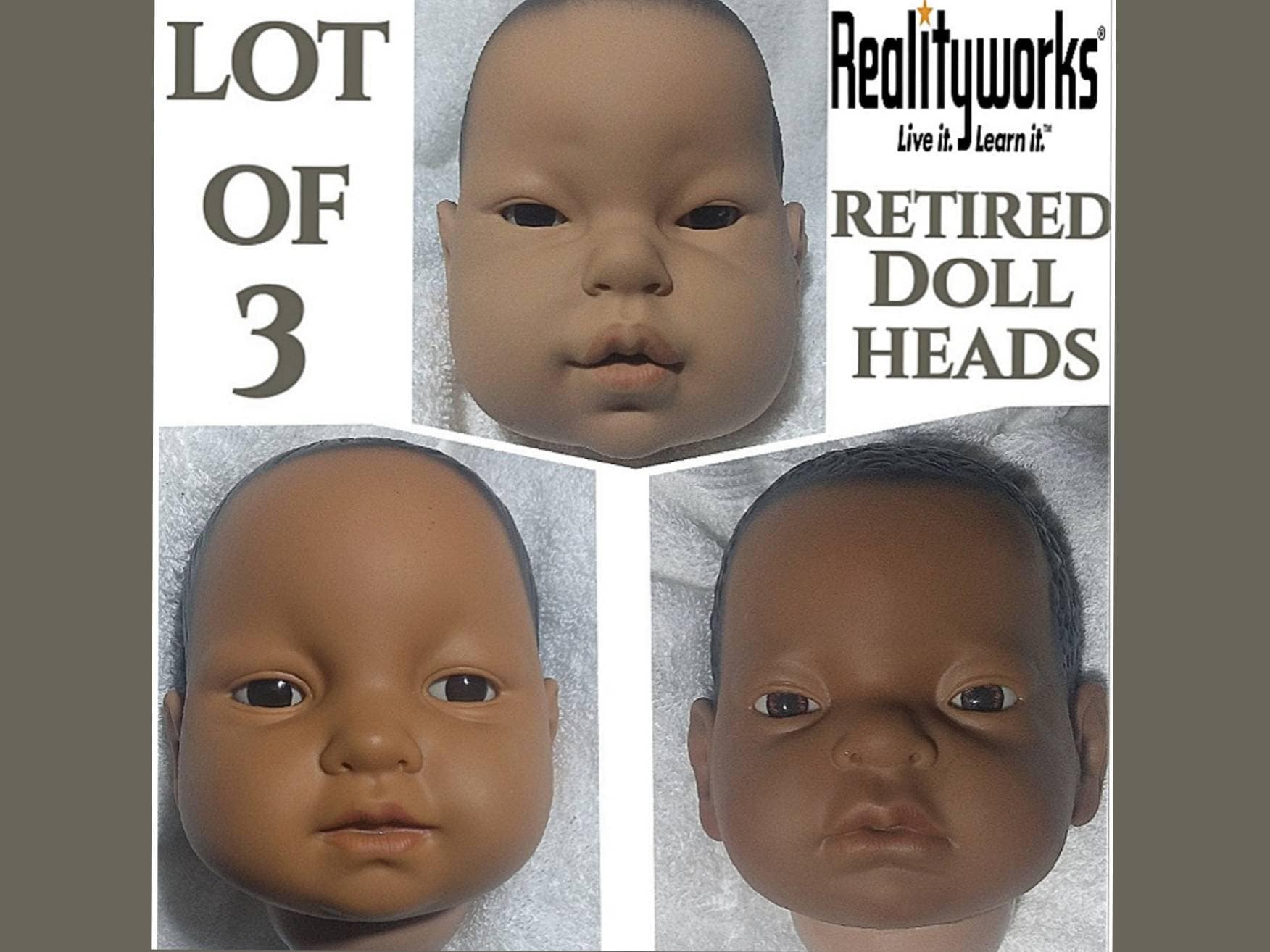 Lot of Realityworks Realcare Infant Simulator Baby Doll Heads