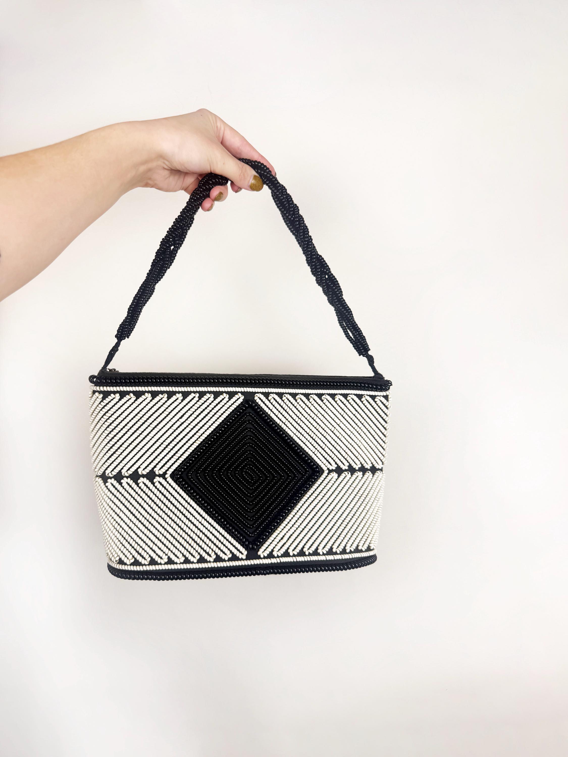 Vintage Black and White Purse - Etsy Vintage Small Black and White Shoulder/Clutch  😘 main image 0