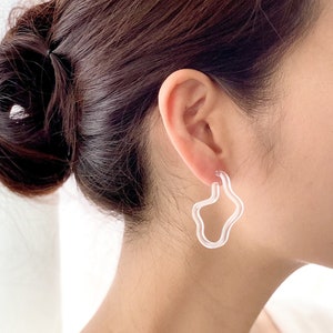 Bay Clear Lucite Irregular Hoop Earrings, Transparent Hoop Earrings, Neon Hoop Earrings, Statement Hoop Earrings, Acrylic Hoop Earrings