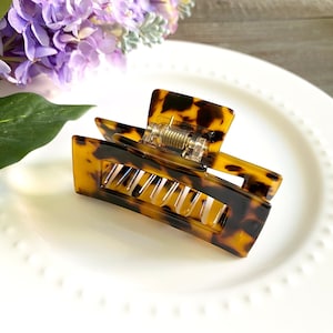 Yula Brown Tortoise Shell French Hair Claw Clip,  Tortoise Shell Hair Accessories, Cellulose Acetate Hair Claw Clip, Resin Hair Claw Clip