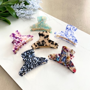 Arden French Hair Claws, Tortoise Shell Hair Clips, Acetate Hair Clip, Tortoiseshell Hair Accessories, Resin Jaw Claw, Lightweight Hairclaw
