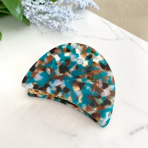 Luna Large SeaGreen French Hair Claw, Tortoise Shell HairClaw, Acetate HairClip, Tortoiseshell Hairclip, Resin JawClaw, Lightweight Hairclaw
