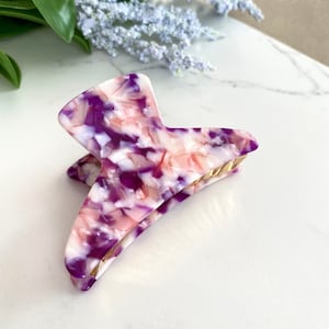 Pinces à cheveux françaises violet ardenné, Barrette à cheveux écaille de tortue, Barrette à cheveux en acétate, Griffes à cheveux écaille de tortue, Griffe à mâchoires en résine, Griffe légère