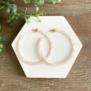 White resin hoop earrings sales