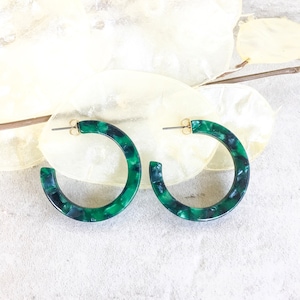 Eden Deep Green Tortoise Hoop Earrings, Lightweight Tortoise Shell Hoop Earrings, Statement Hoop Earrings, Acetate Hoop Earrings, For Her